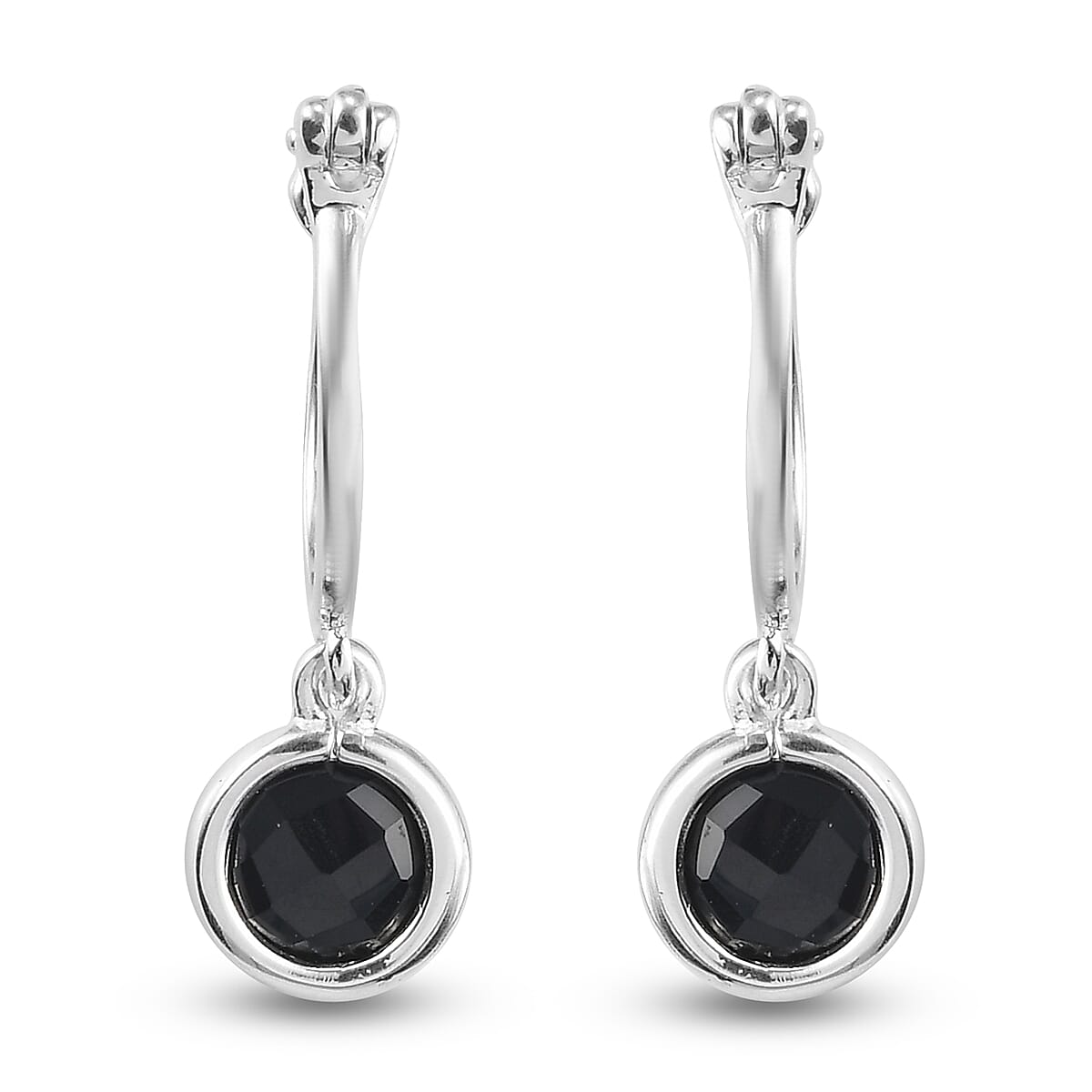 Black Spinel Earrings (with Clasp) in Srerling Silver  1.80 Ct