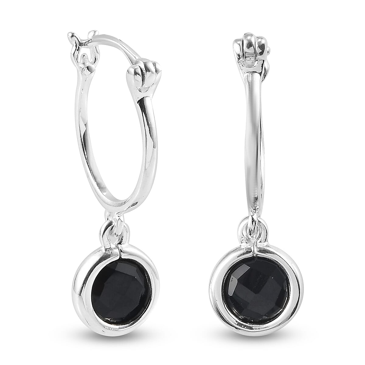 Black Spinel Earrings (with Clasp) in Srerling Silver  1.80 Ct