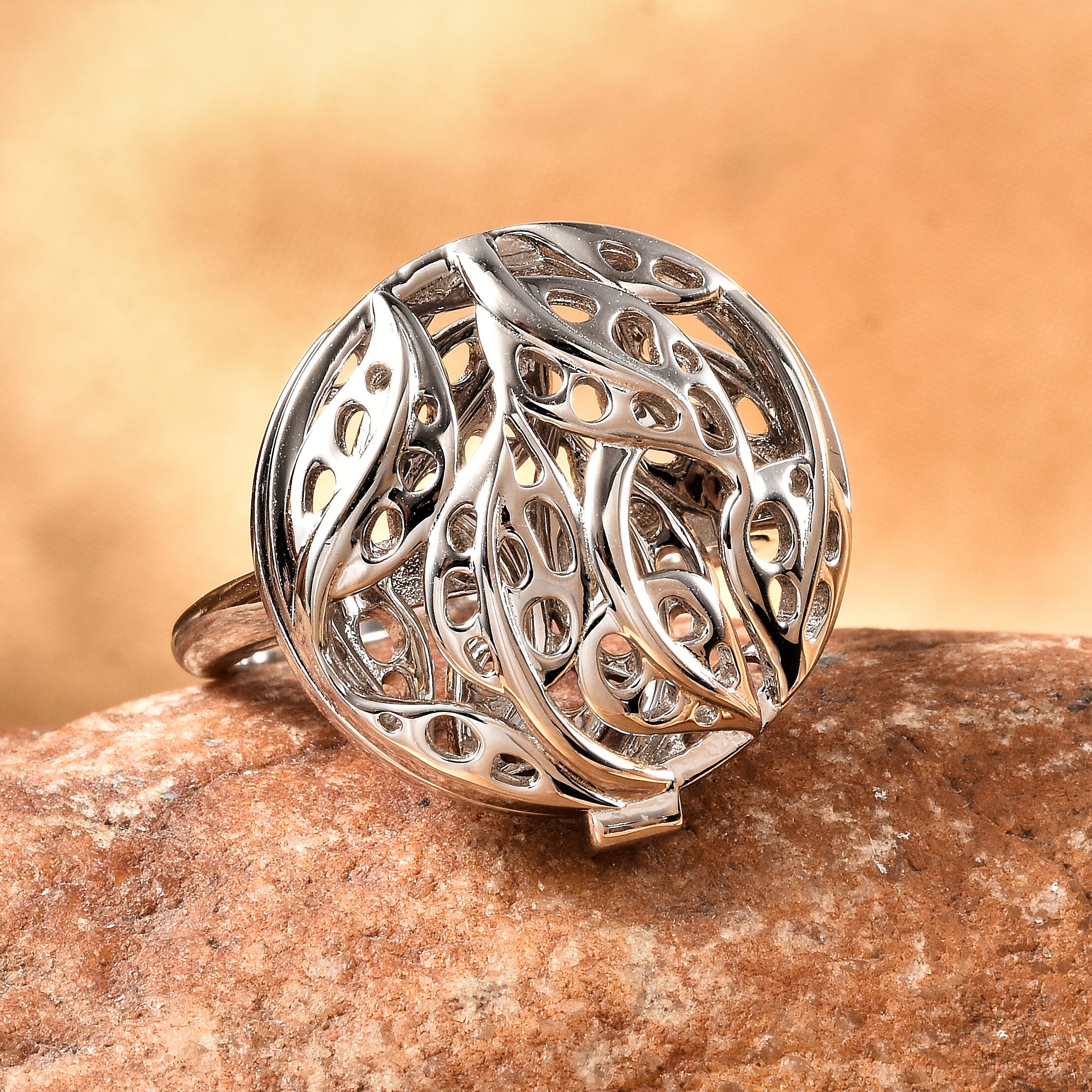 RACHEL GALLEY Leaf Collection - Rhodium Overlay Sterling Silver Openable Ring