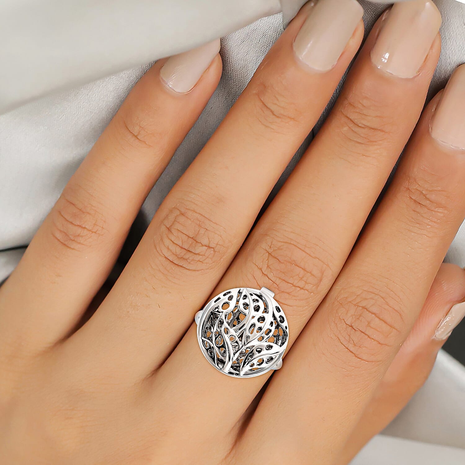 RACHEL GALLEY Leaf Collection - Rhodium Overlay Sterling Silver Openable Ring