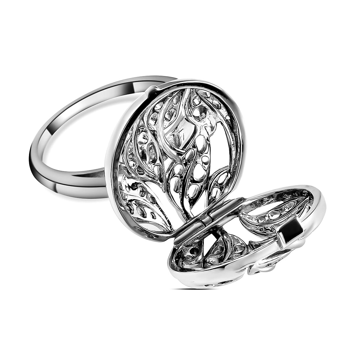 RACHEL GALLEY Leaf Collection - Rhodium Overlay Sterling Silver Openable Ring
