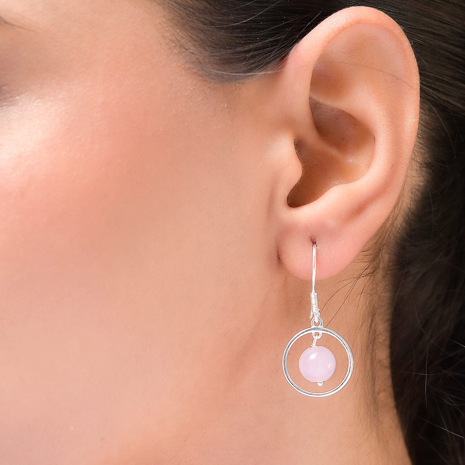 Morganite Dangling Earrings (With Hook) in Sterling Silver 9.00 Ct.
