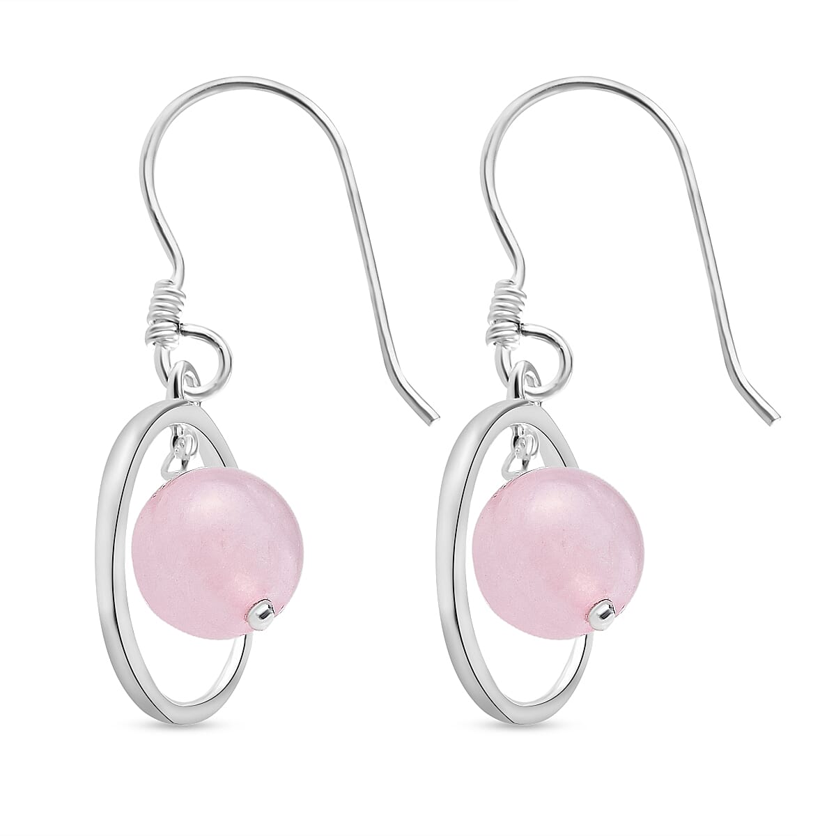 Morganite Dangling Earrings (With Hook) in Sterling Silver 9.00 Ct.