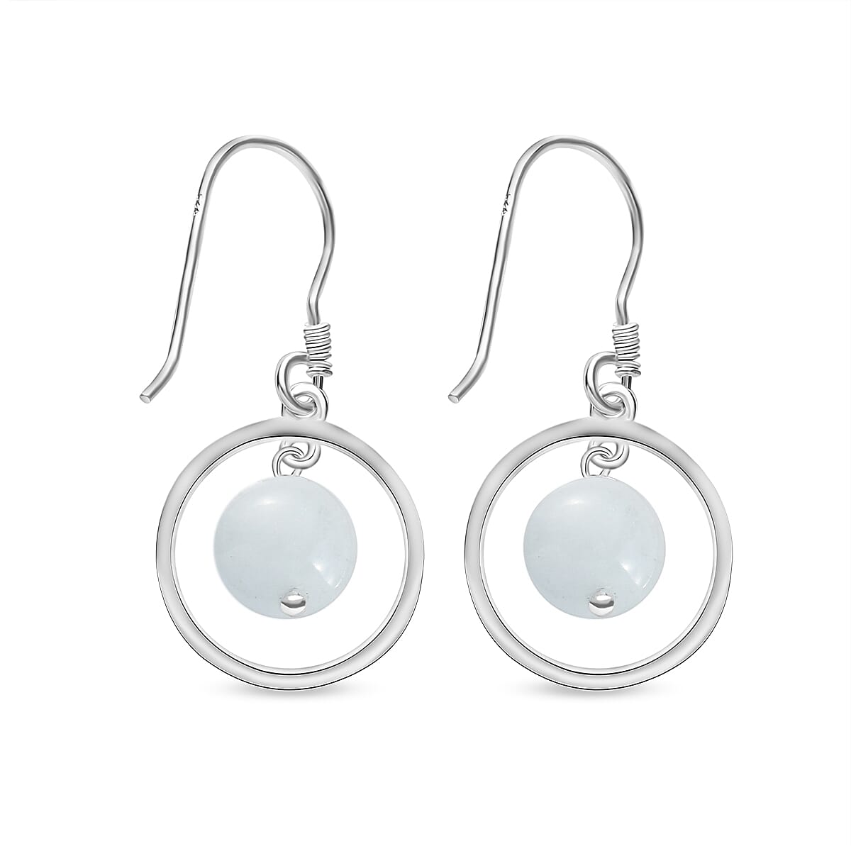 Aquamarine Dangling Earrings (With Hook) in Sterling Silver 8.00 Ct.