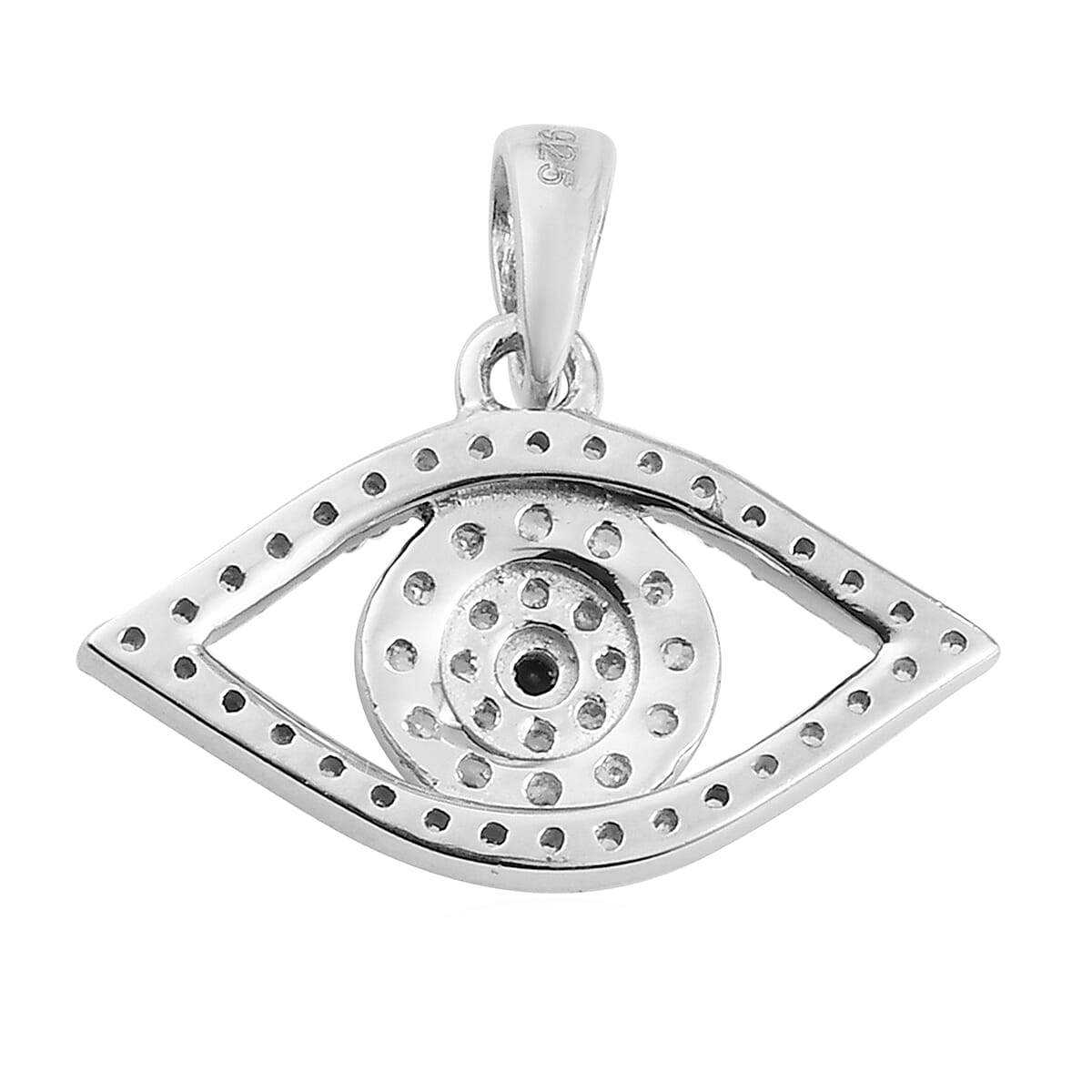 Boi Ploi Black Spinel and Natural Cambodian Zircon Pendant in Platinum Overlay Sterling Silver