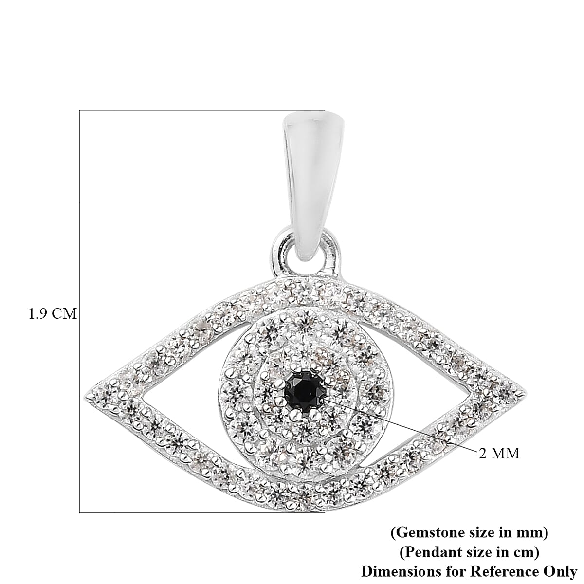 Boi Ploi Black Spinel and Natural Cambodian Zircon Pendant in Platinum Overlay Sterling Silver