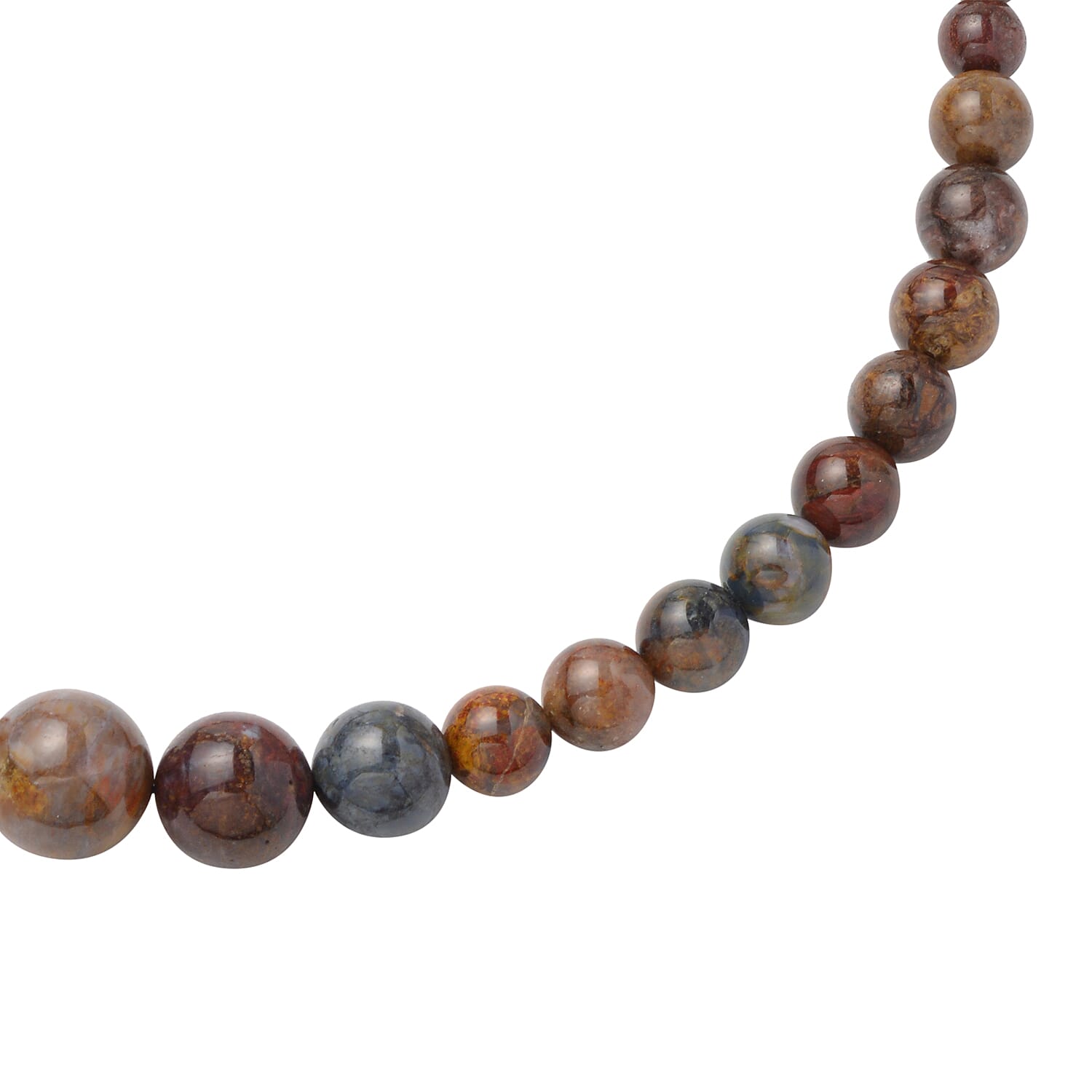 Pietersite Beads Necklace (Size - 20) With Magnetic Lock in Rhodium Overlay Sterling Silver