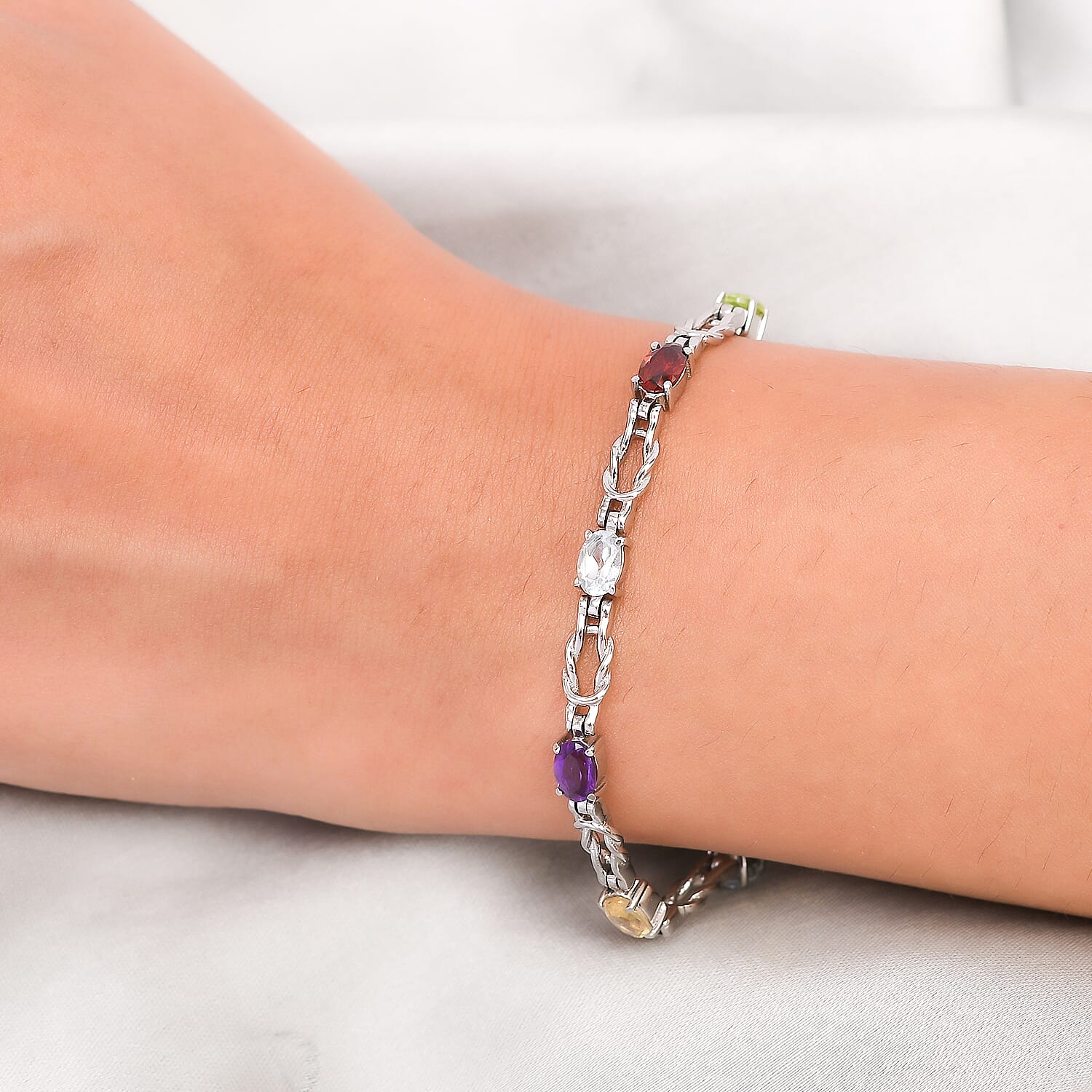 Multi Gemstones Bracelet (Size 8.5 with Extender)