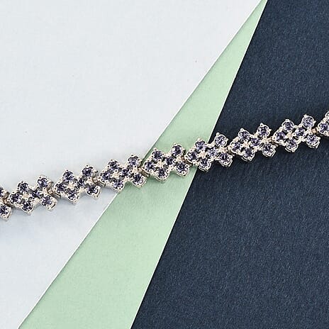 Tanzanite Colour Austrian Crystal Bracelet (Size - 7.5)