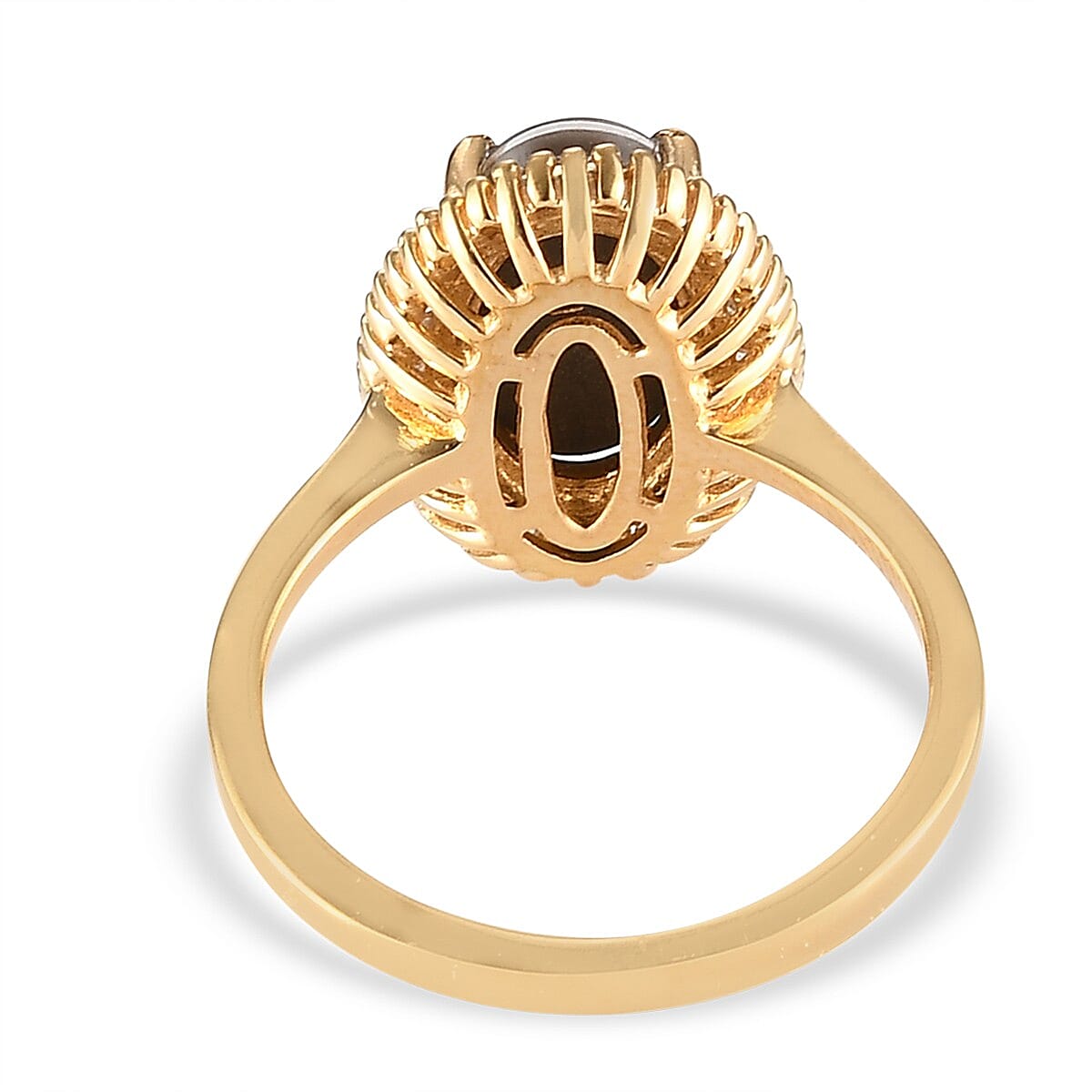 Canadian Ammolite (Ovl 12x7mm) and Diamond (0.25cts) Ring in 14K Gold Overlay Sterling Silver 2.44 Ct.