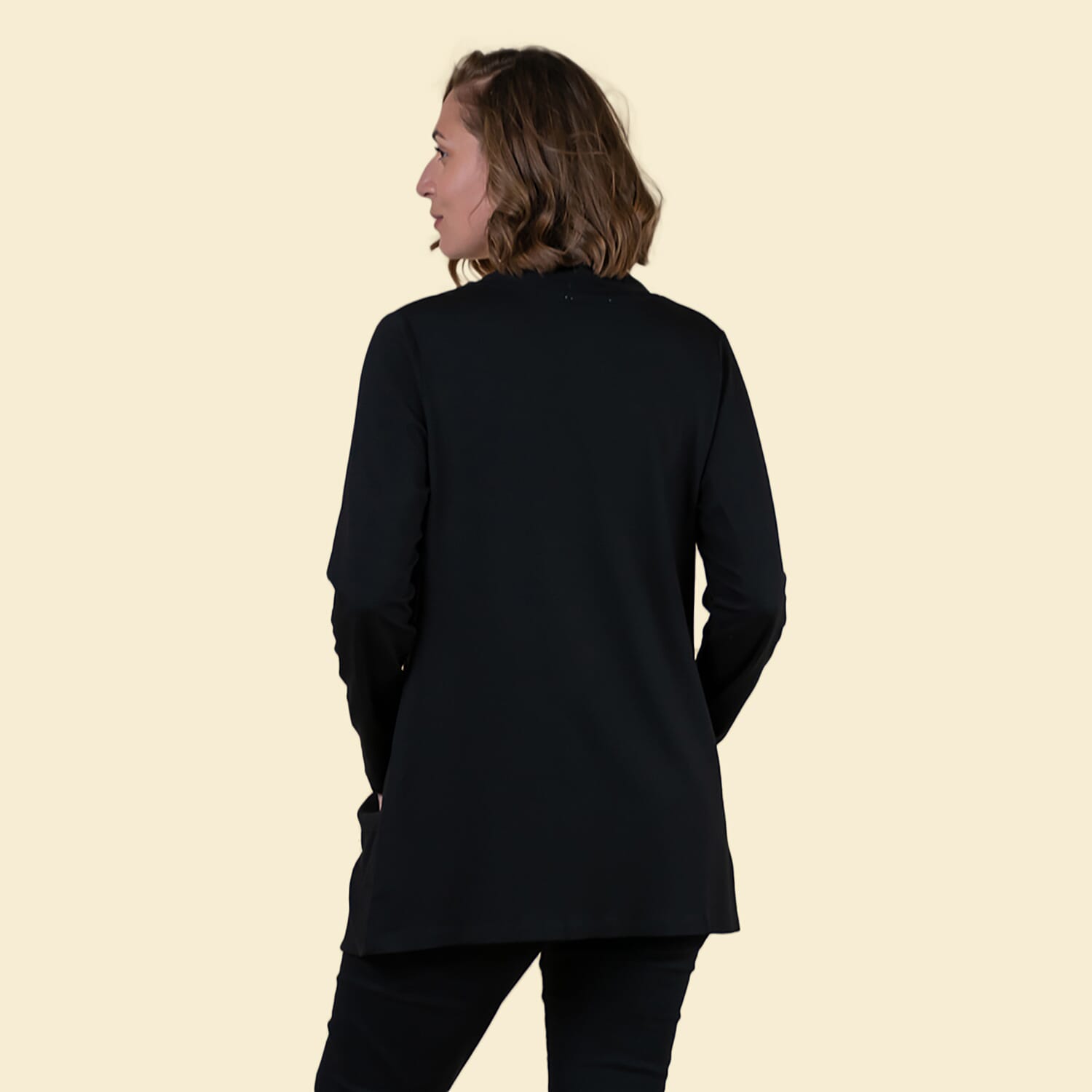 TAMSY Long Sleeves Jersey Cardigan - Black