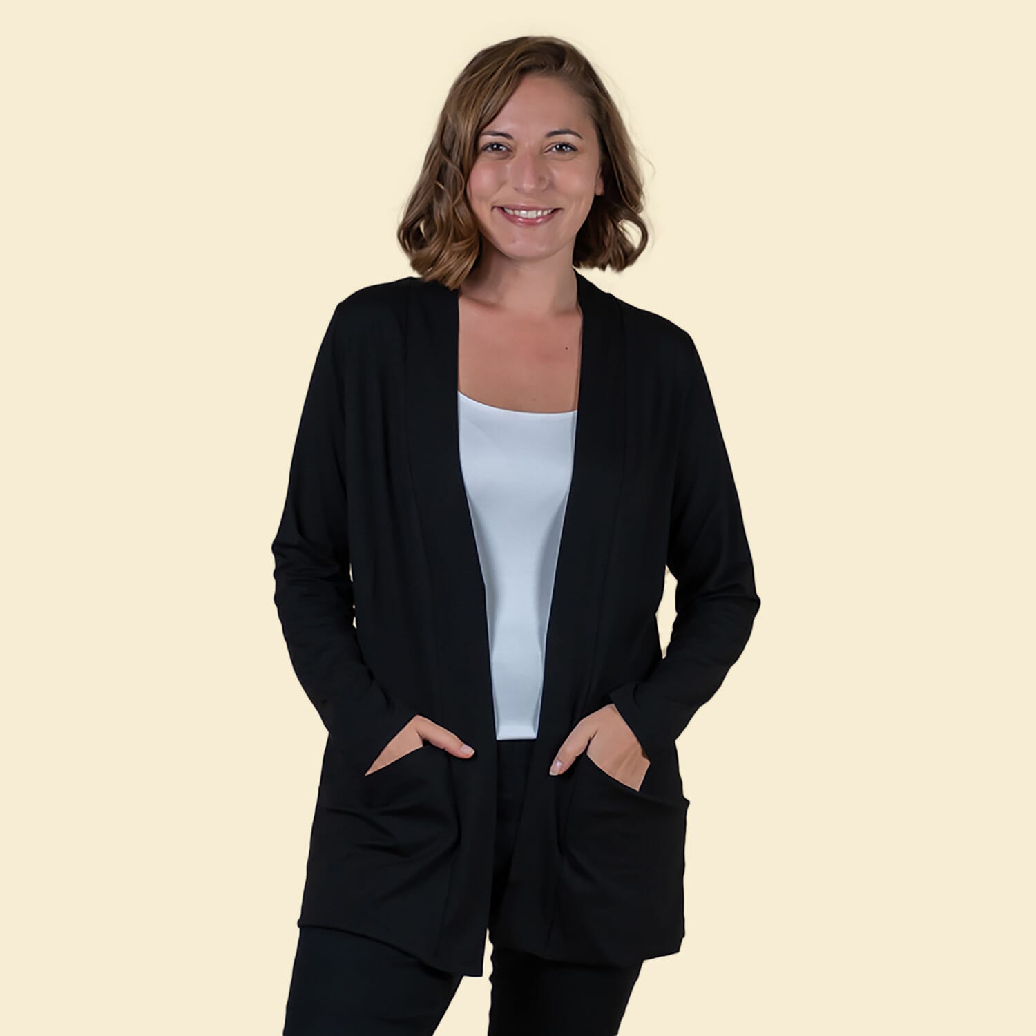 TAMSY Long Sleeves Jersey Cardigan - Black