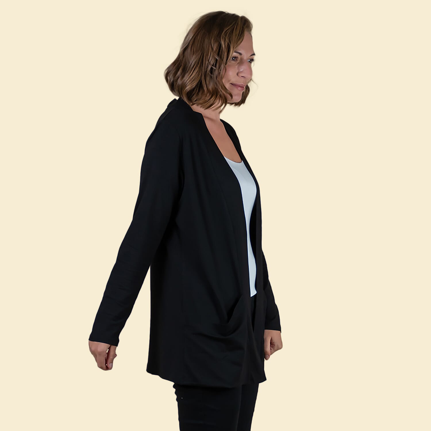 TAMSY Long Sleeves Jersey Cardigan - Black