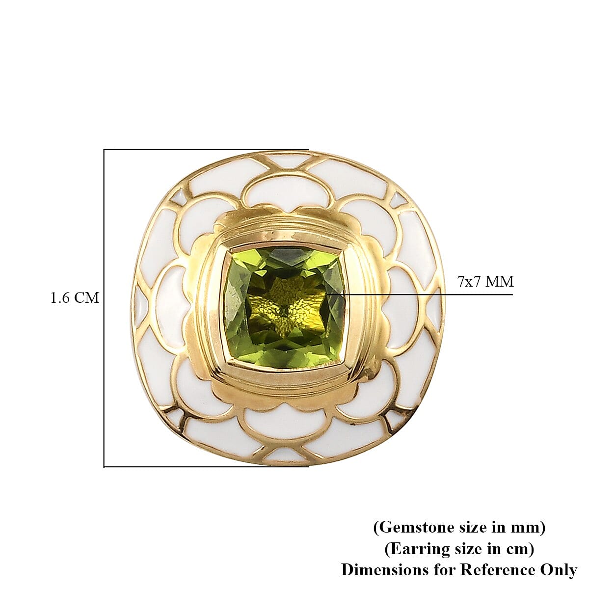 Hebei Peridot Enamelled Earrings (with Push Back) in 14K Yellow Gold Overlay Sterling Silver 3.17 Ct, Silver wt 5.50 Gms