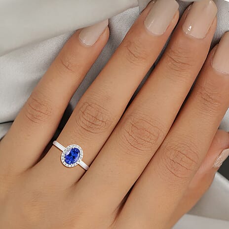 RHAPSODY 950 Platinum AAAA Tanzanite and Diamond (VS-E-F) Ring 1.60 Ct. Plt 6.4 Grms
