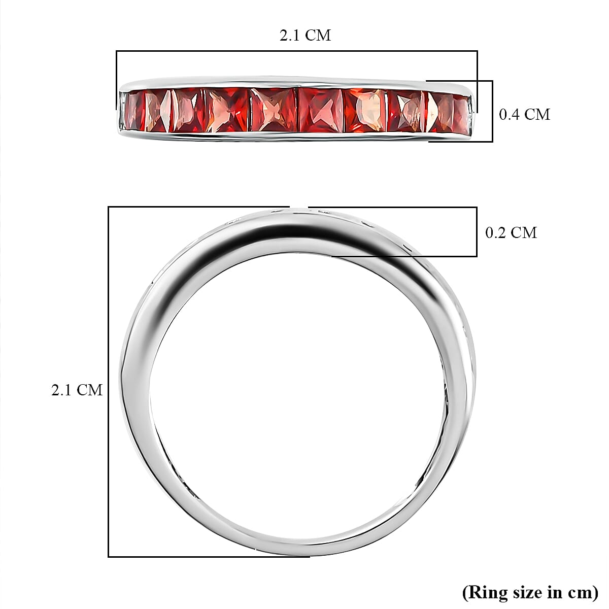 Red Sapphire Half Eternity Ring in Platinum Overlay Sterling Silver 1.20 Ct.