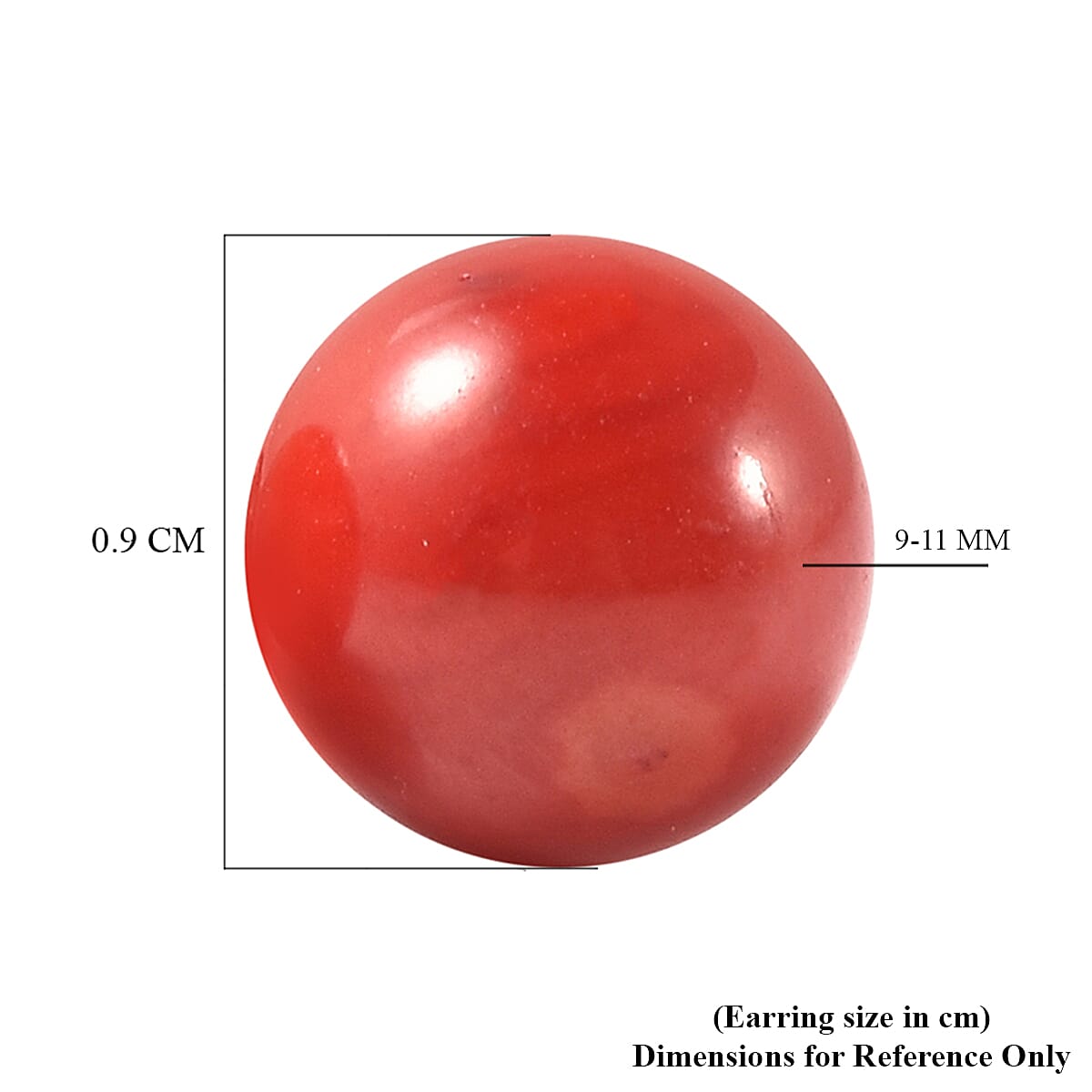 Coral Stud Earrings (with Push Back) in Rhodium Overlay Sterling Silver