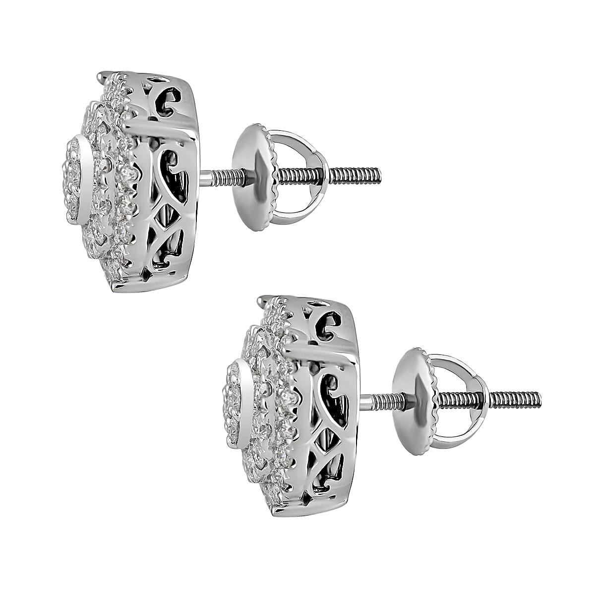 IGI Certified RHAPSODY 950 Platinum VVS VS Diamond Cluster Earring 7.09 grams, 1.01 Ct