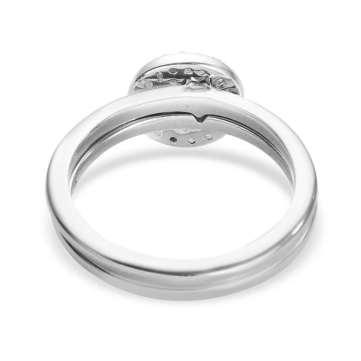 Lustro Stella Platinum Overlay Sterling Silver Stackable Star Cluster Ring Made with Finest CZ