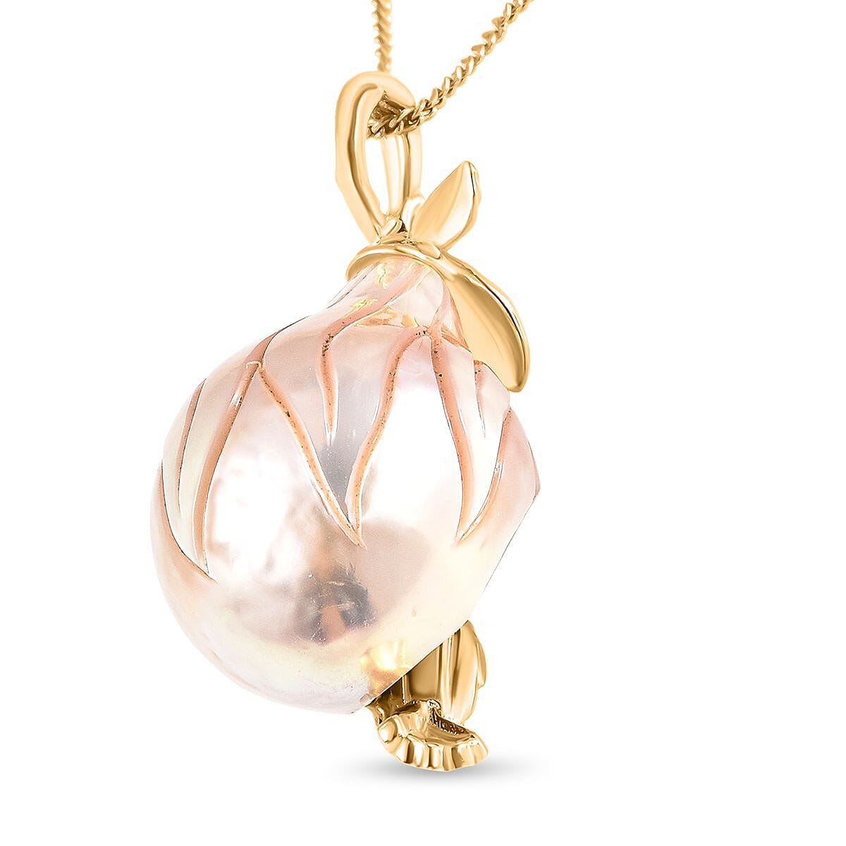 Galatea Pearl - Fresh Water Pearl, Green Drusy Quartz and Multi Gemstones Pendant with Chain in Sterling Silver 18.03 Ct