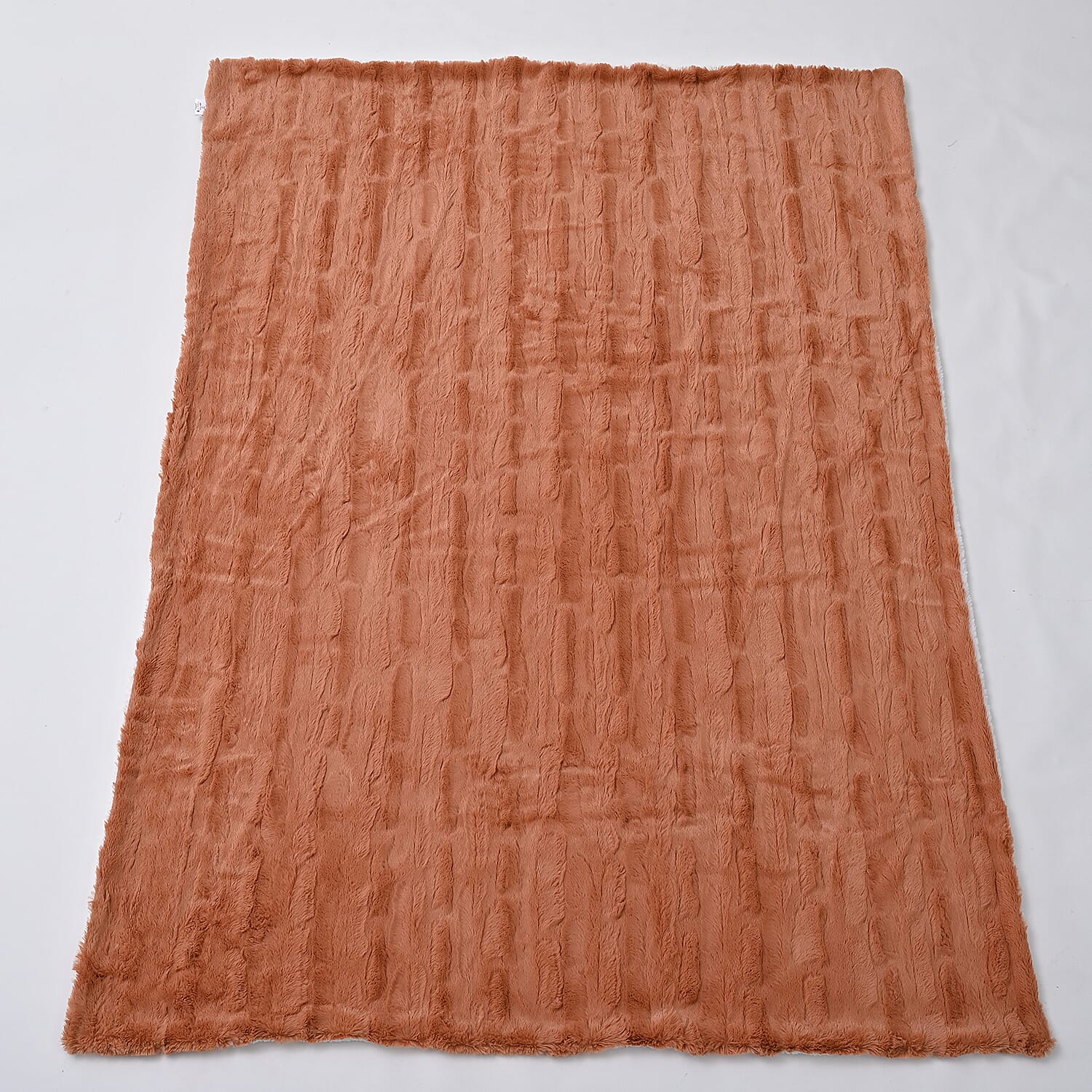 Super Soft Faux Fur Sherpa Blanket (Size 200x150 Cm) - Brick