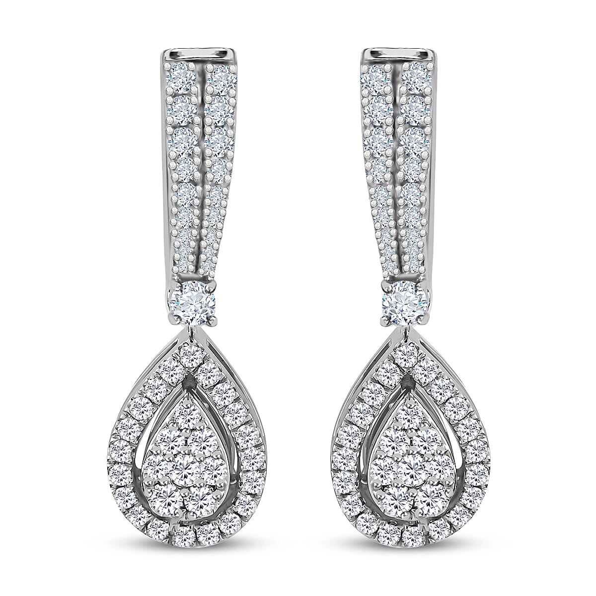 IGI Certified RHAPSODY 950 Platinum VVS VS Diamond Drop Earring 1.01 Ct, Platinum Wt. 7.99 Gms
