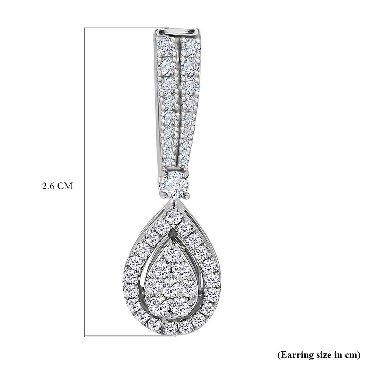 IGI Certified RHAPSODY 950 Platinum VVS VS Diamond Drop Earring 1.01 Ct, Platinum Wt. 7.99 Gms