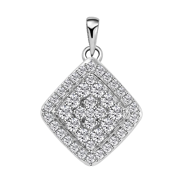 Lustro Stella Finest CZ 4.21 Ct. Cluster Pendant in Platinum Plated ...