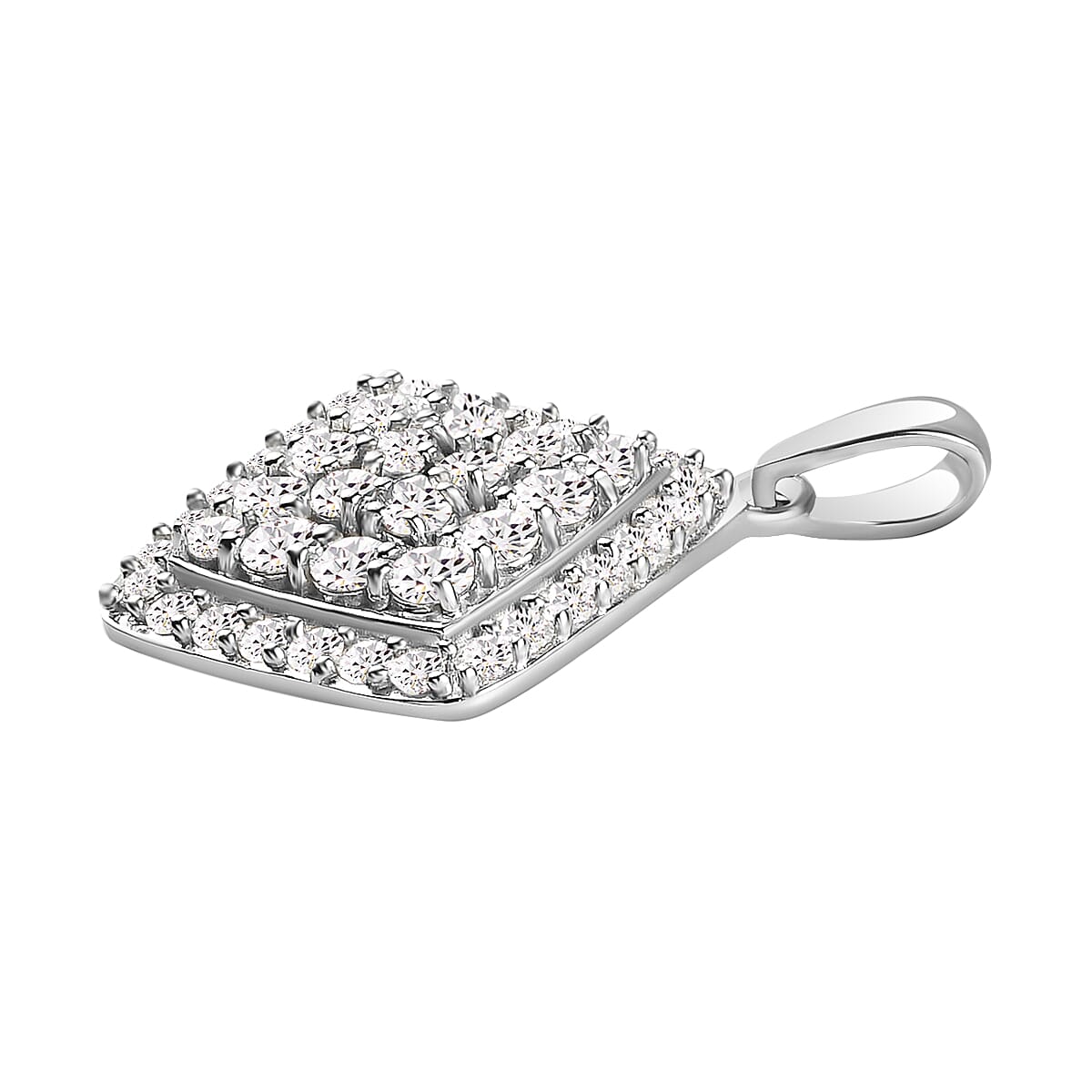 Lustro Stella - Platinum Overlay Sterling Silver Cluster Pendant Made with Finest CZ 4.21 Ct.