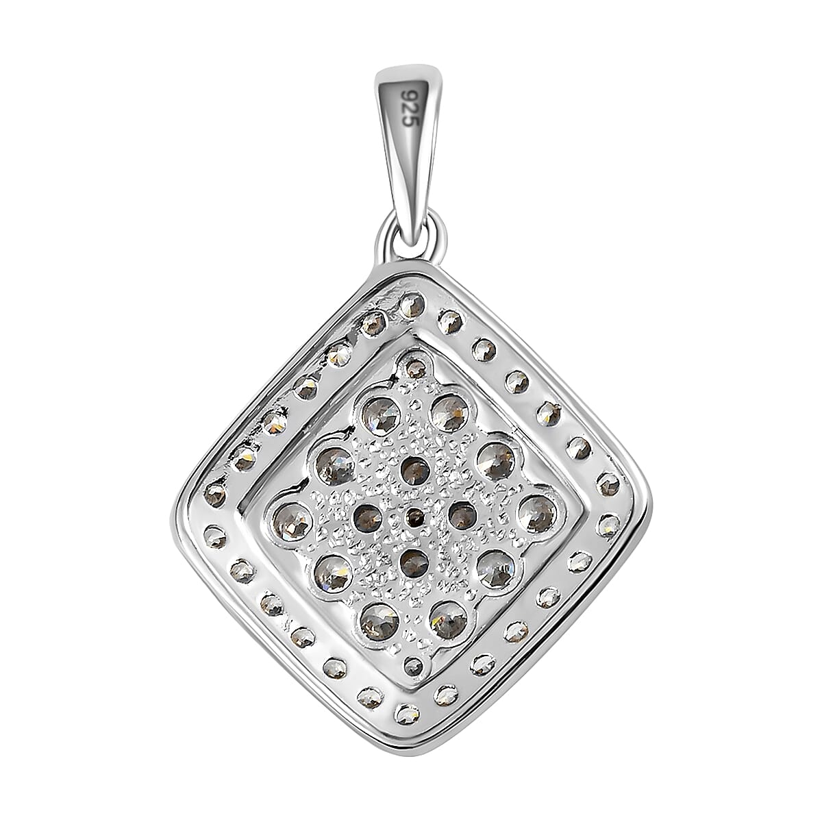 Lustro Stella - Platinum Overlay Sterling Silver Cluster Pendant Made with Finest CZ 4.21 Ct.