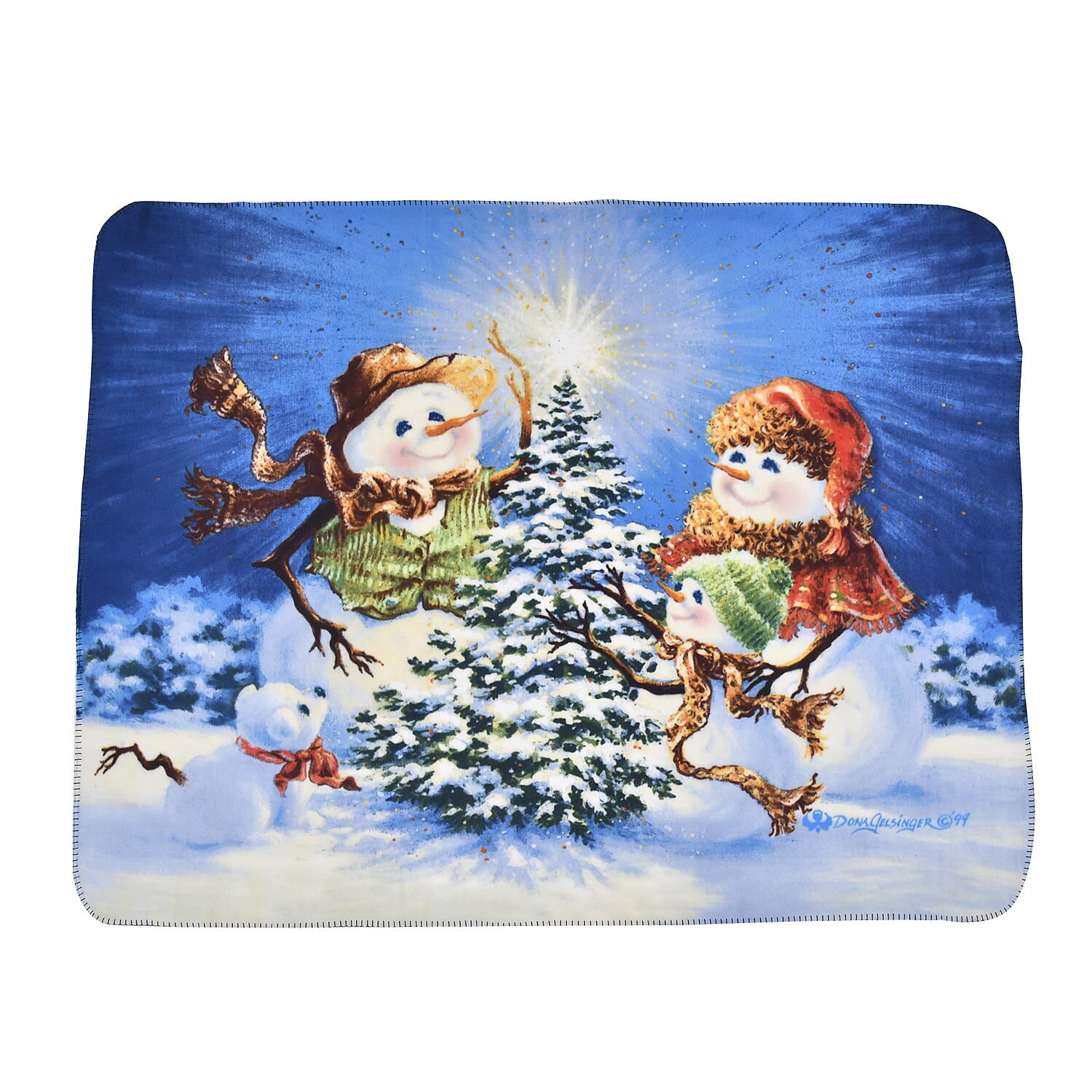 Super Soft Christmas Tree Print Pattern Fleece Throw - 200 Gsm -  Size 170x130cm.