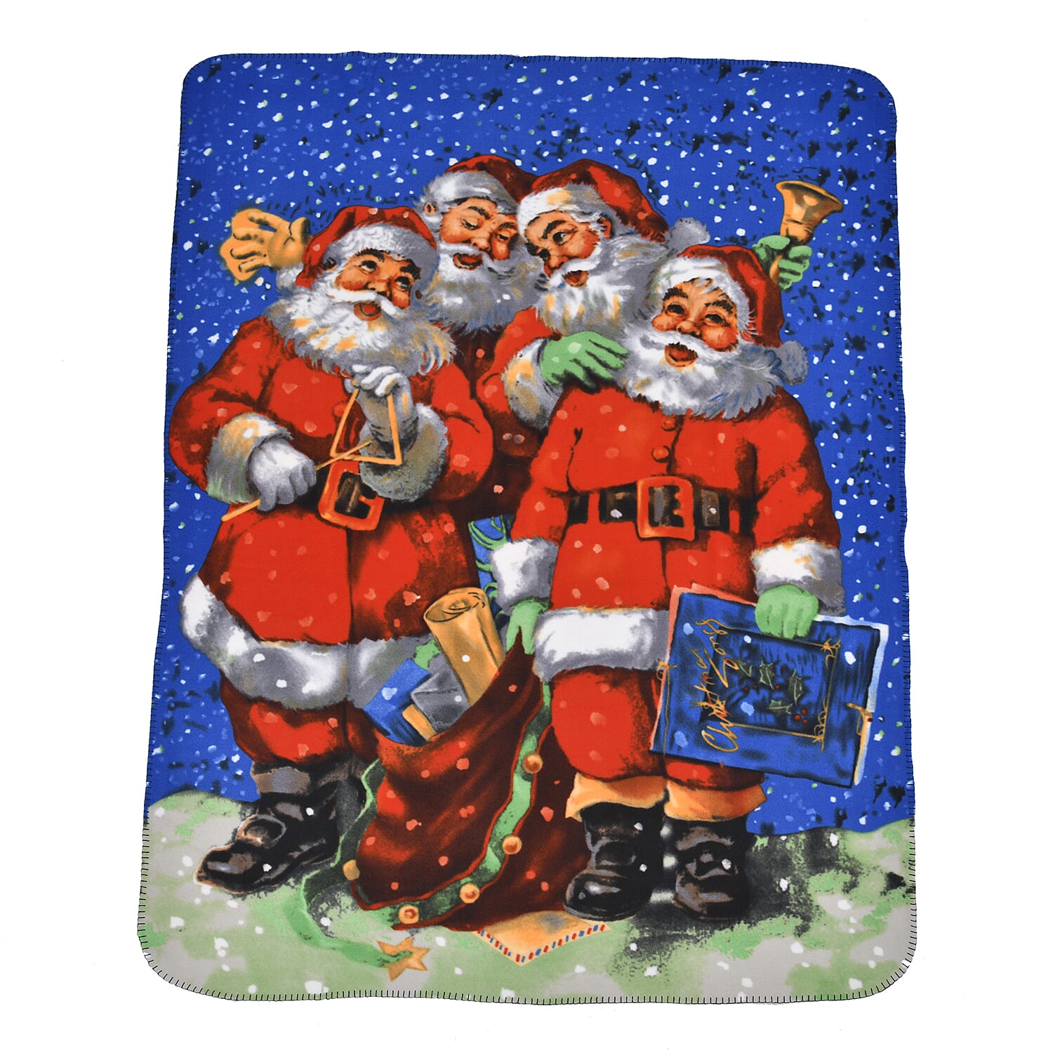 Super Soft 4 Santa Print Pattern Fleece Throw - 220 Gsm -  (Size 170x130 cm)
