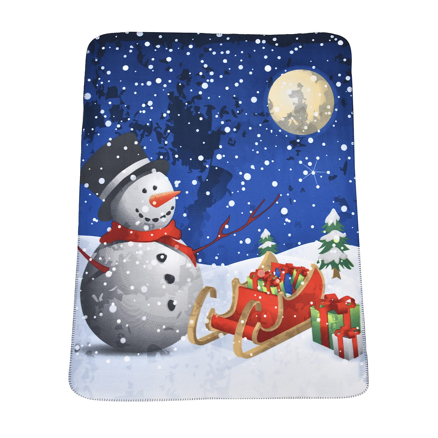 TJC Christmas Snowman Pattern Throw Blanket (Size 170X130 Cm) - Blue and Multi