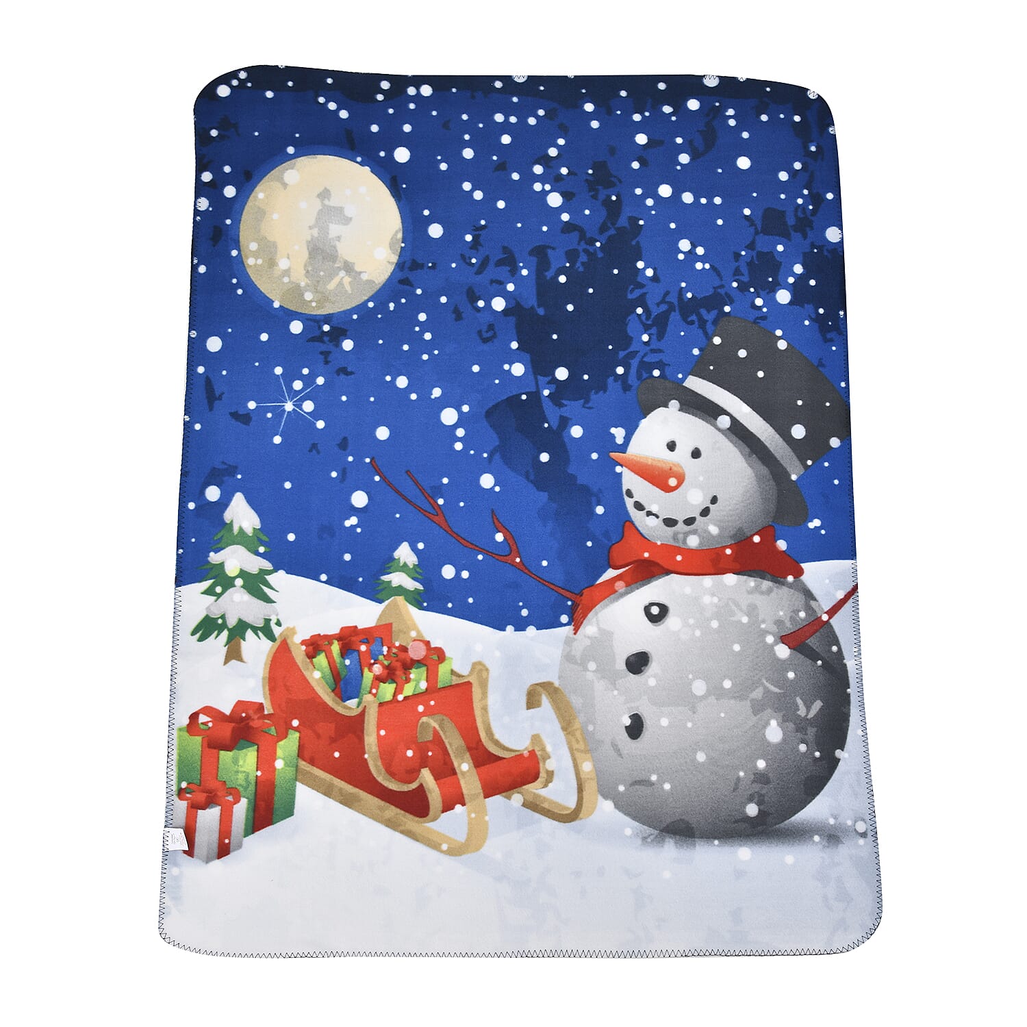 TJC Christmas Snowman Pattern Throw Blanket (Size 170X130 Cm) - Blue and Multi