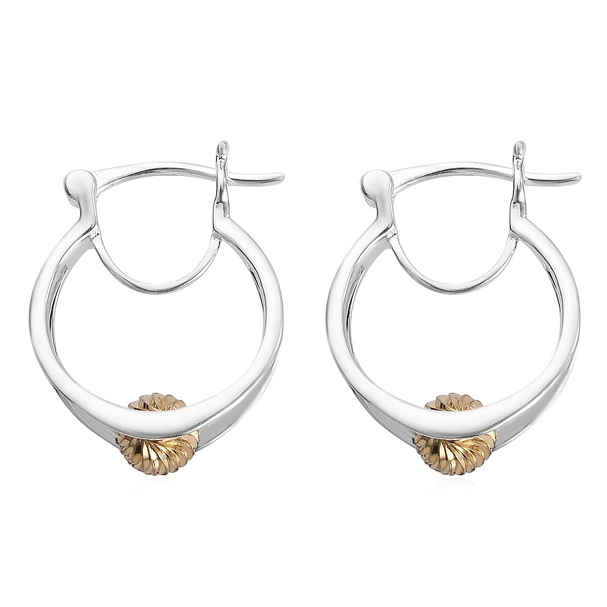 Platinum & Yellow Gold Overlay Sterling Silver Earrings (with Clasp)