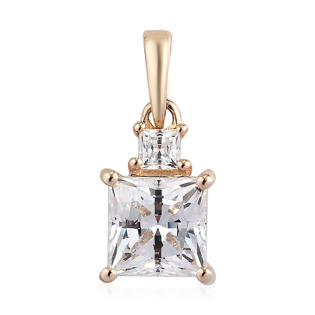 Lustro Stella 9K Yellow Gold Pendant Made with Finest CZ 2.37 Ct.