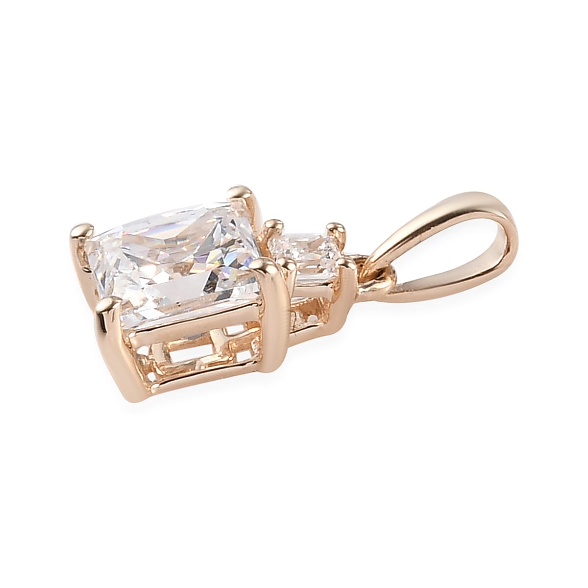 Lustro Stella 9K Yellow Gold Pendant Made with Finest CZ 2.37 Ct.