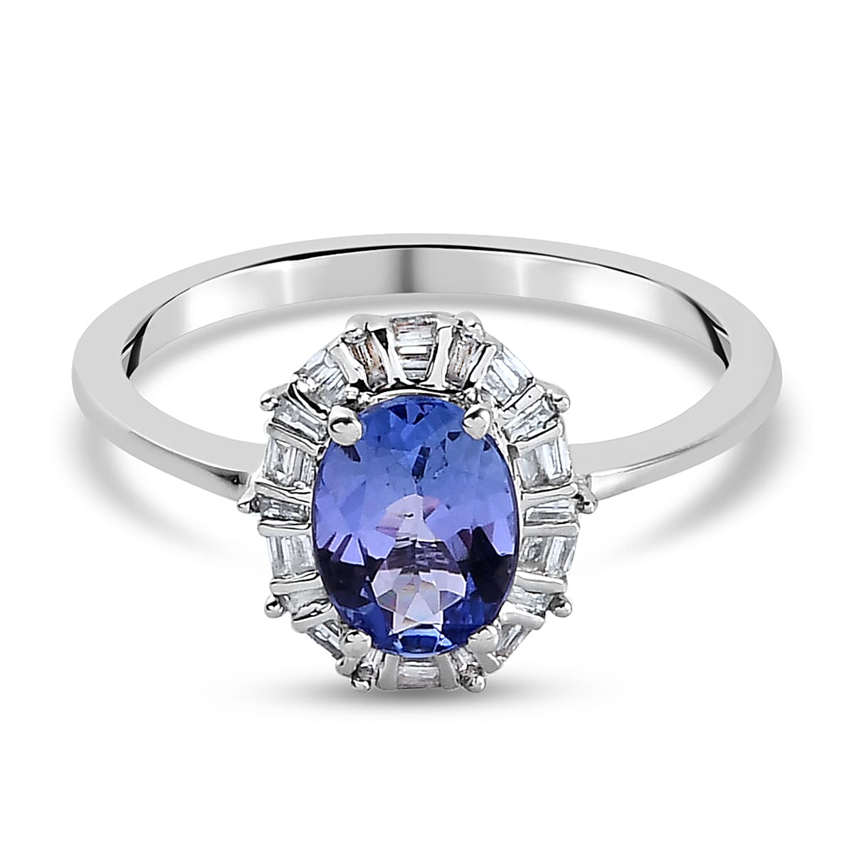 9K White Gold Tanzanite and Diamond Ring 1.11 Ct.