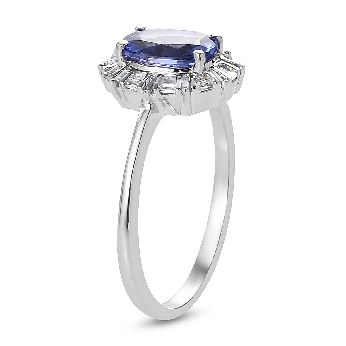 9K White Gold Tanzanite and Diamond Ring 1.11 Ct.