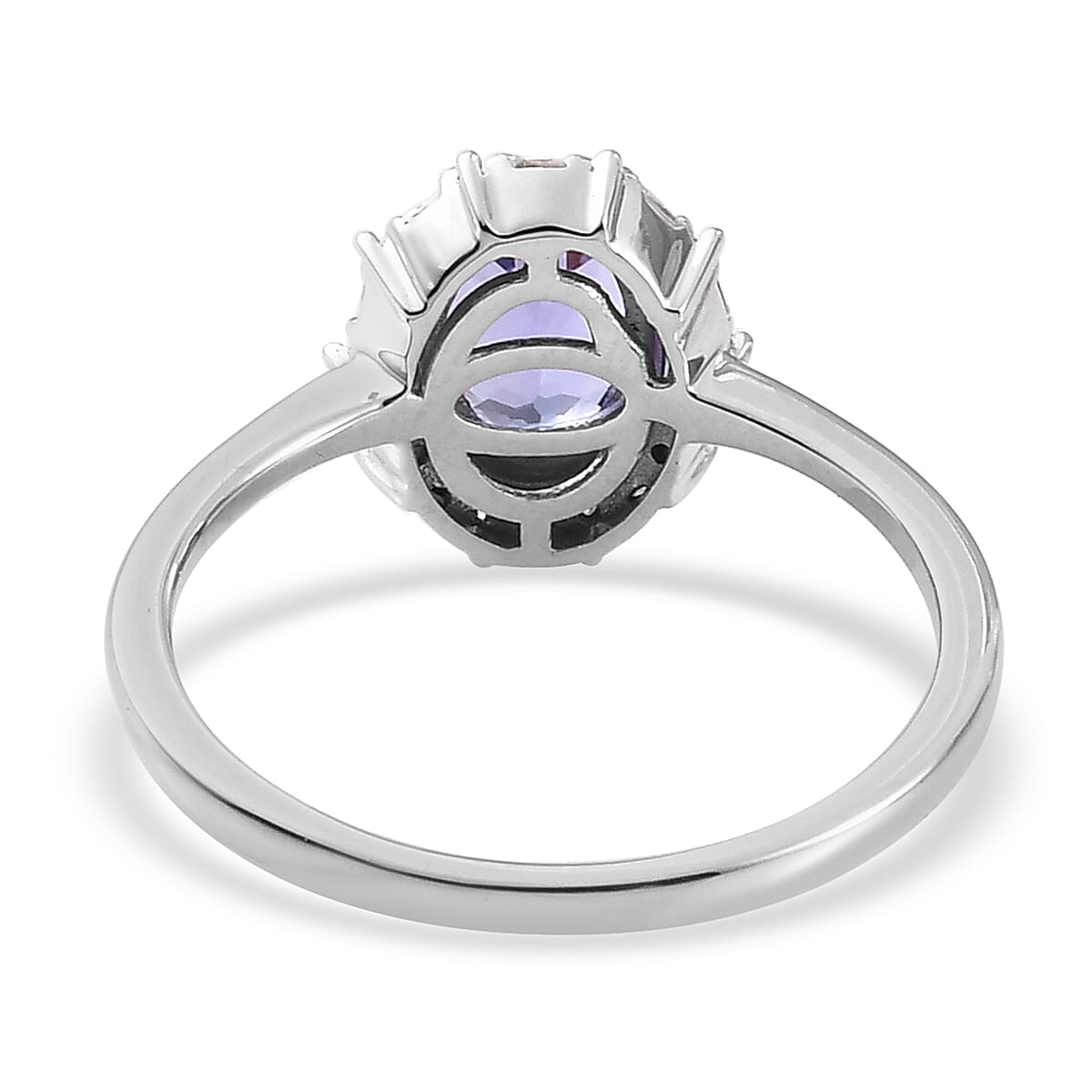 9K White Gold Tanzanite and Diamond Ring 1.11 Ct.