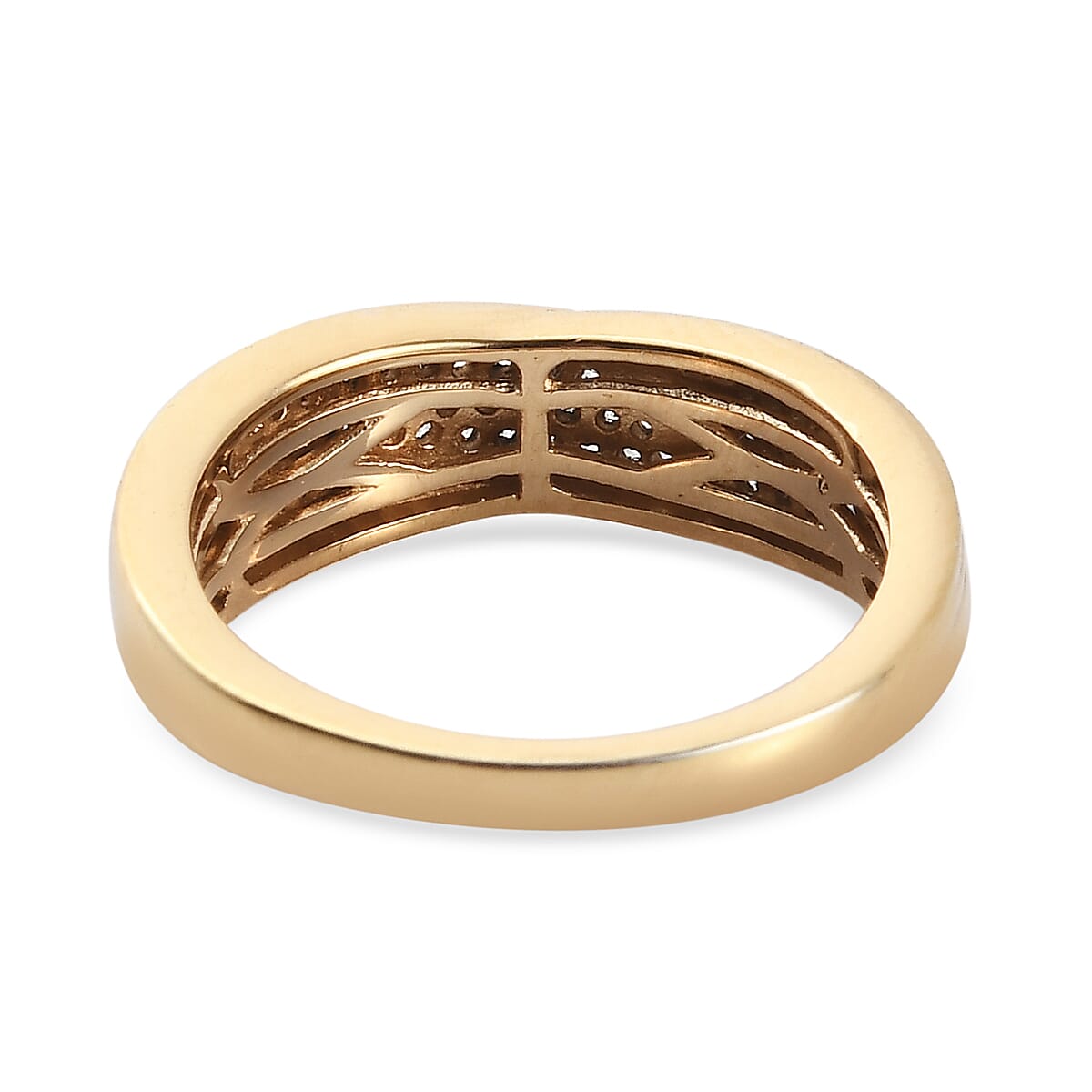 Lustro Stella Three Tone Overlay Sterling Silver Ring Made with Finest CZ