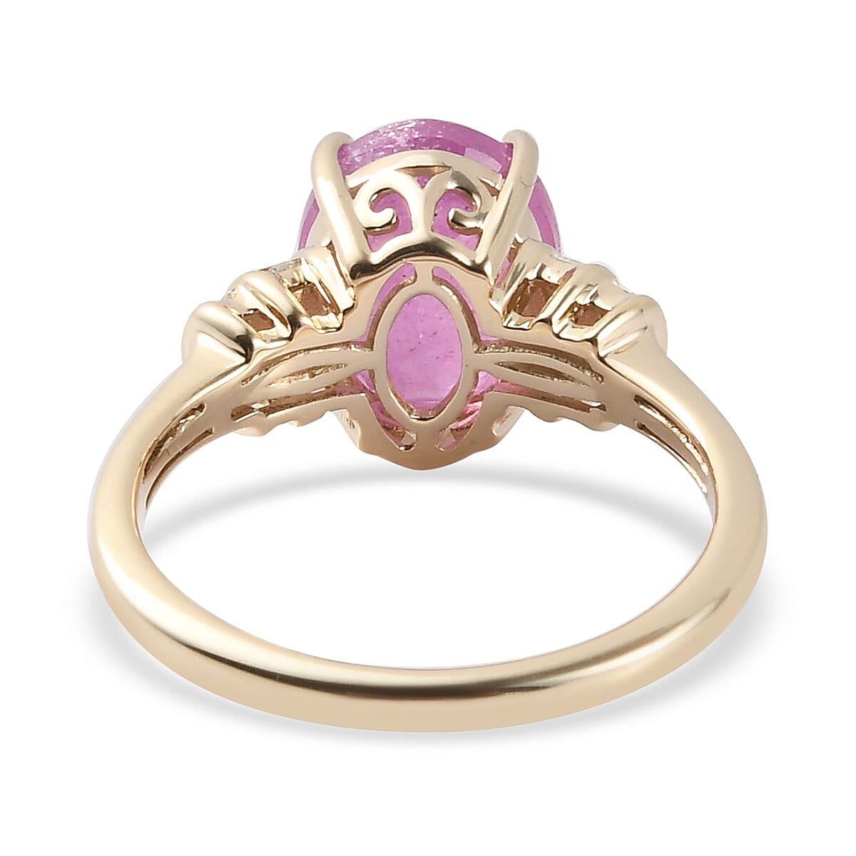 9K Yellow Gold Pink Sapphire and Diamond Ring 4.82 Ct.
