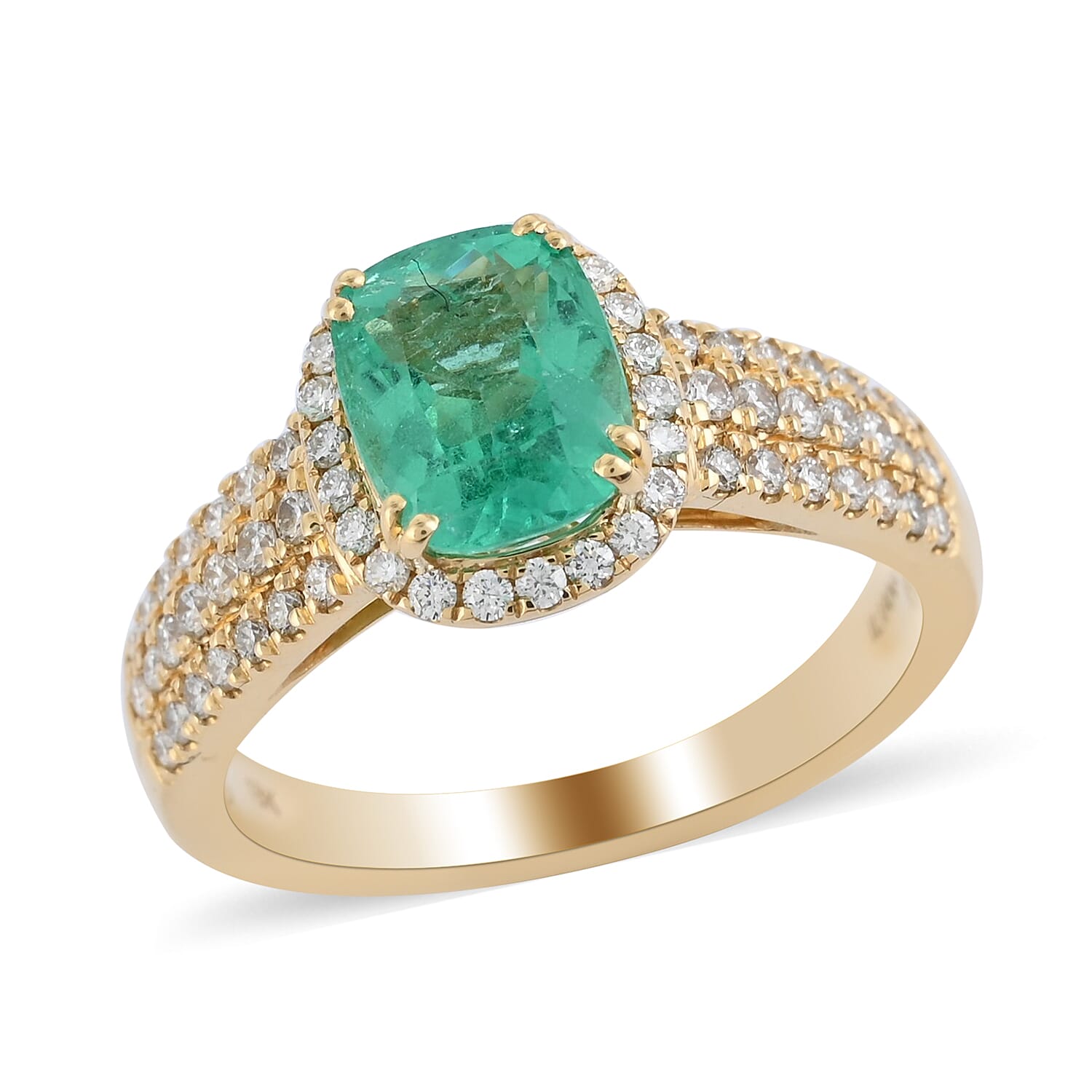 ILIANA 18K Yellow Gold AAA Boyaca Colombian Emerald and Diamond (SI/G-H) Ring 2.15 Ct, Gold wt 5.46 Gms
