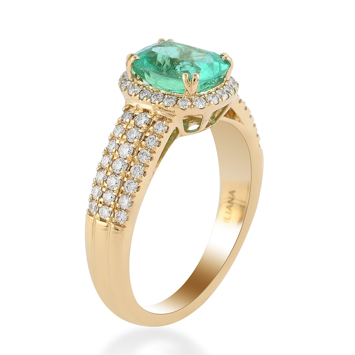 ILIANA 18K Yellow Gold AAA Boyaca Colombian Emerald and Diamond (SI/G-H) Ring 2.15 Ct, Gold wt 5.46 Gms