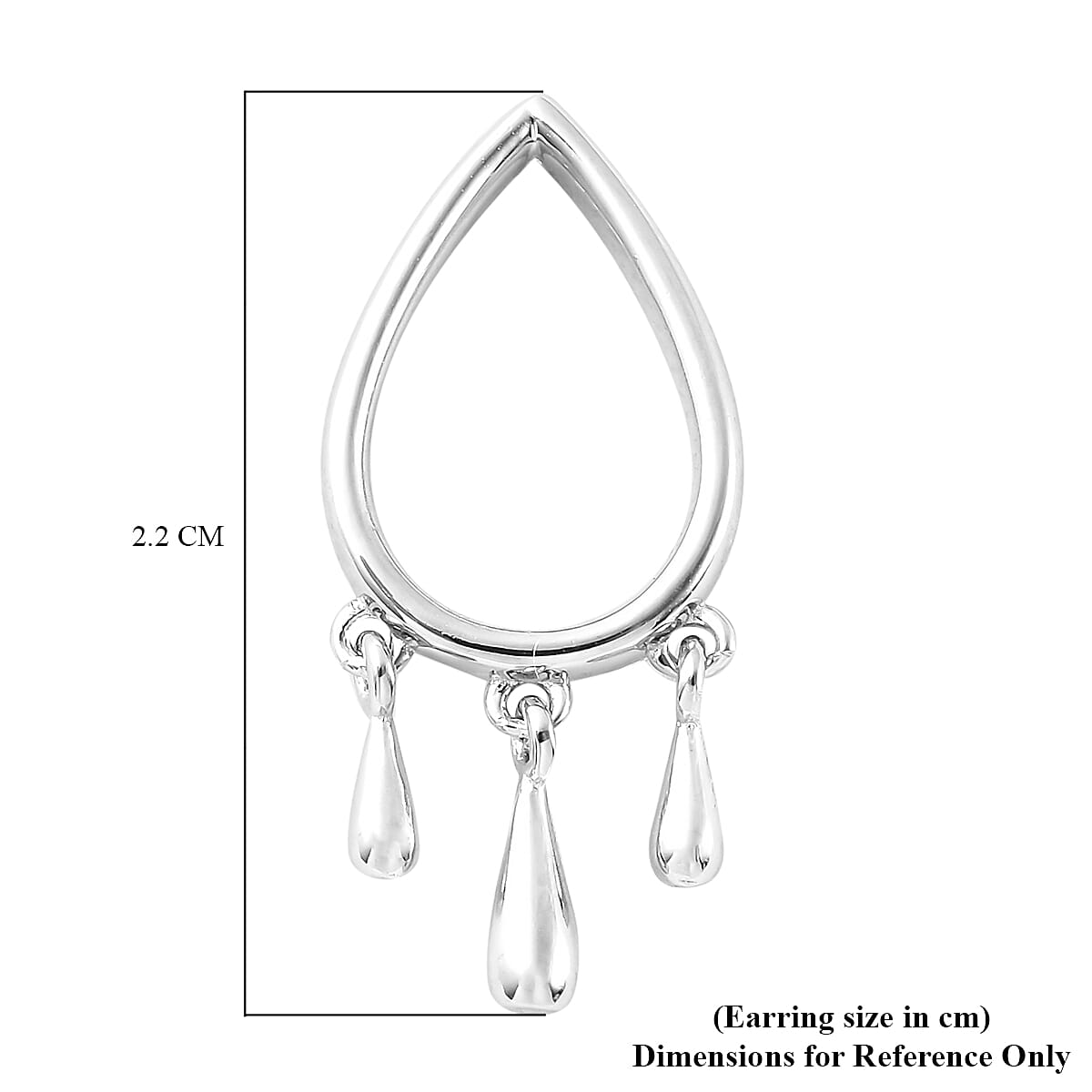 LucyQ Open Tear Drop Collection - Rhodium Overlay Sterling Silver Drip Earrings (with Push Back)