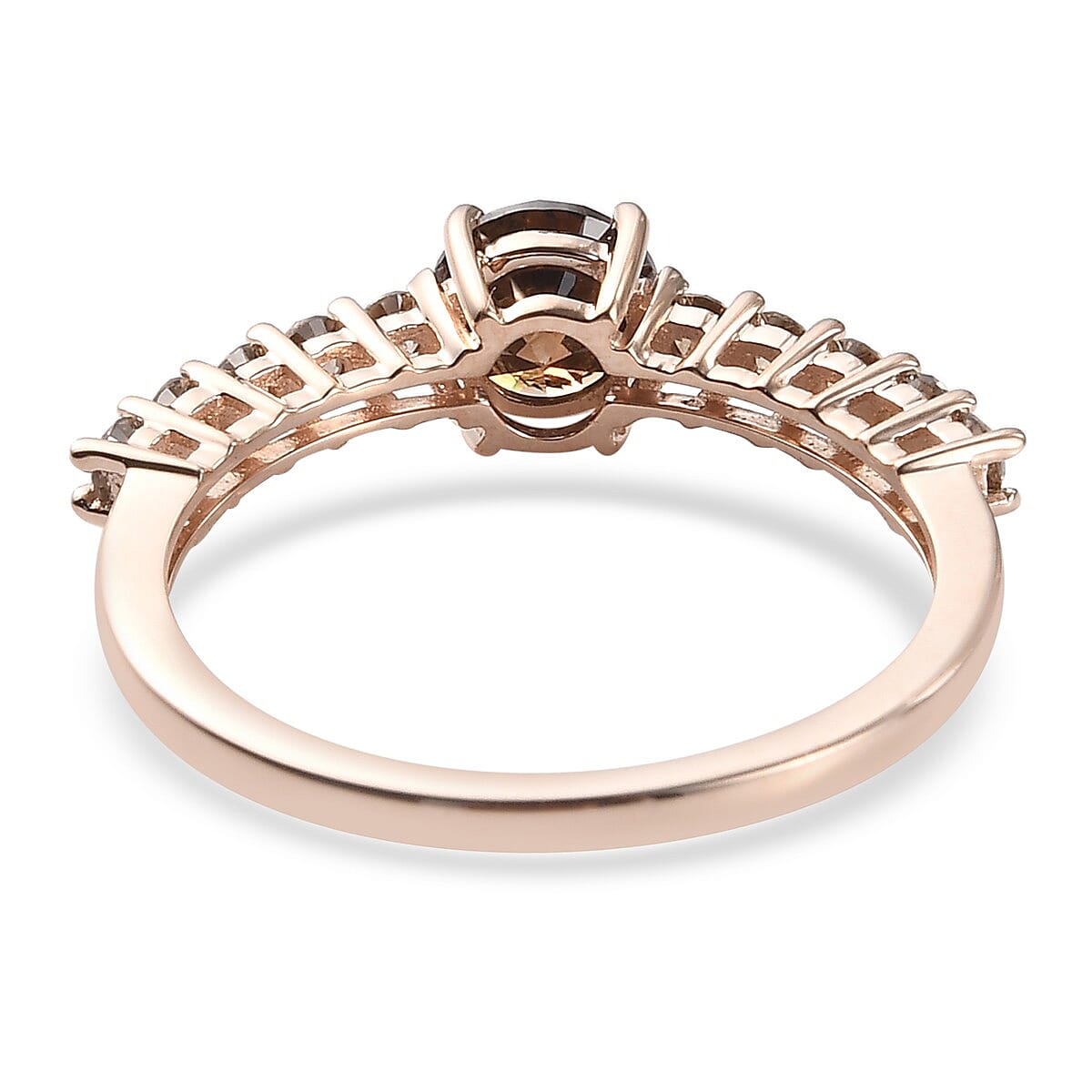 9K Rose Gold SGL Certified Natural Champagne Diamond (I3) Ring 1.08 Ct.