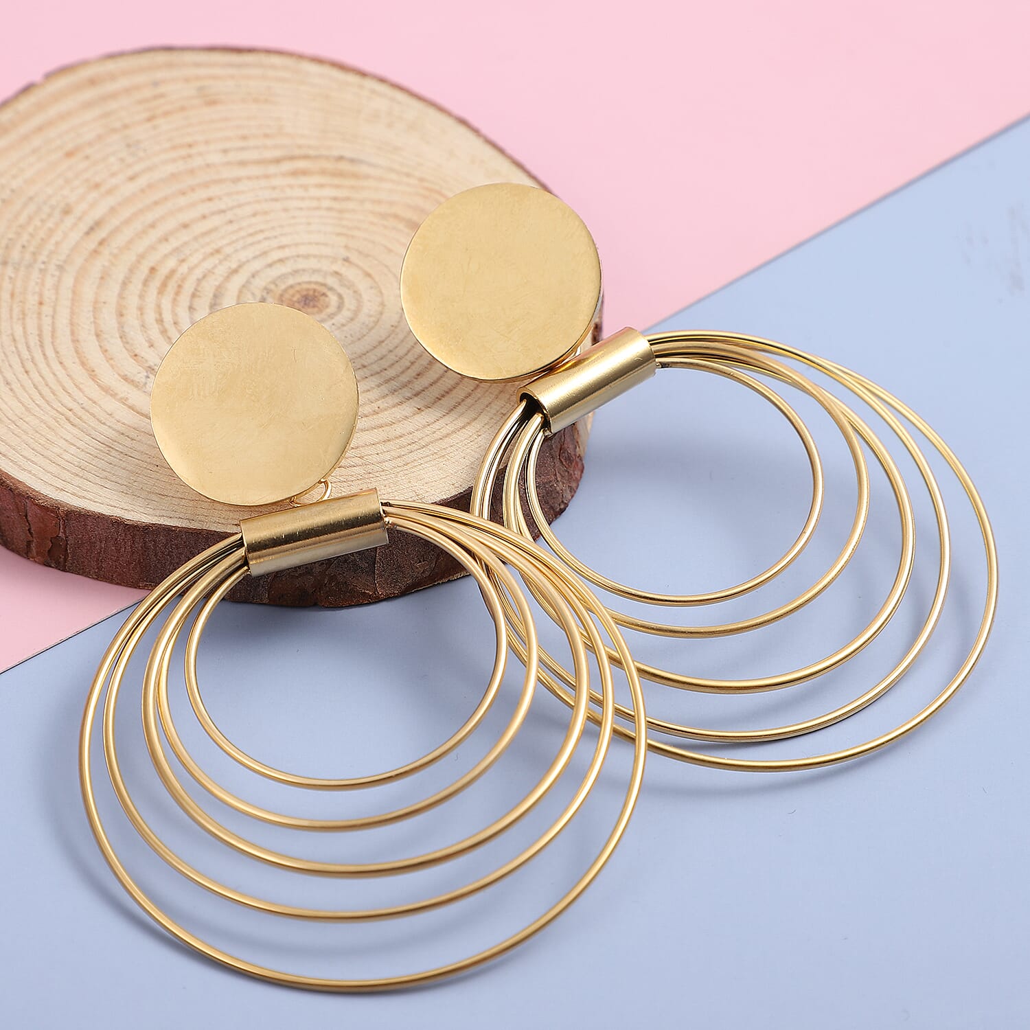 Earrings (With Push Back) in Yellow Gold Tone