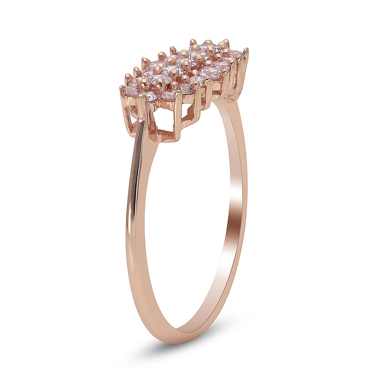 9K Rose Gold Diamond Cluster Ring 0.50 Ct.