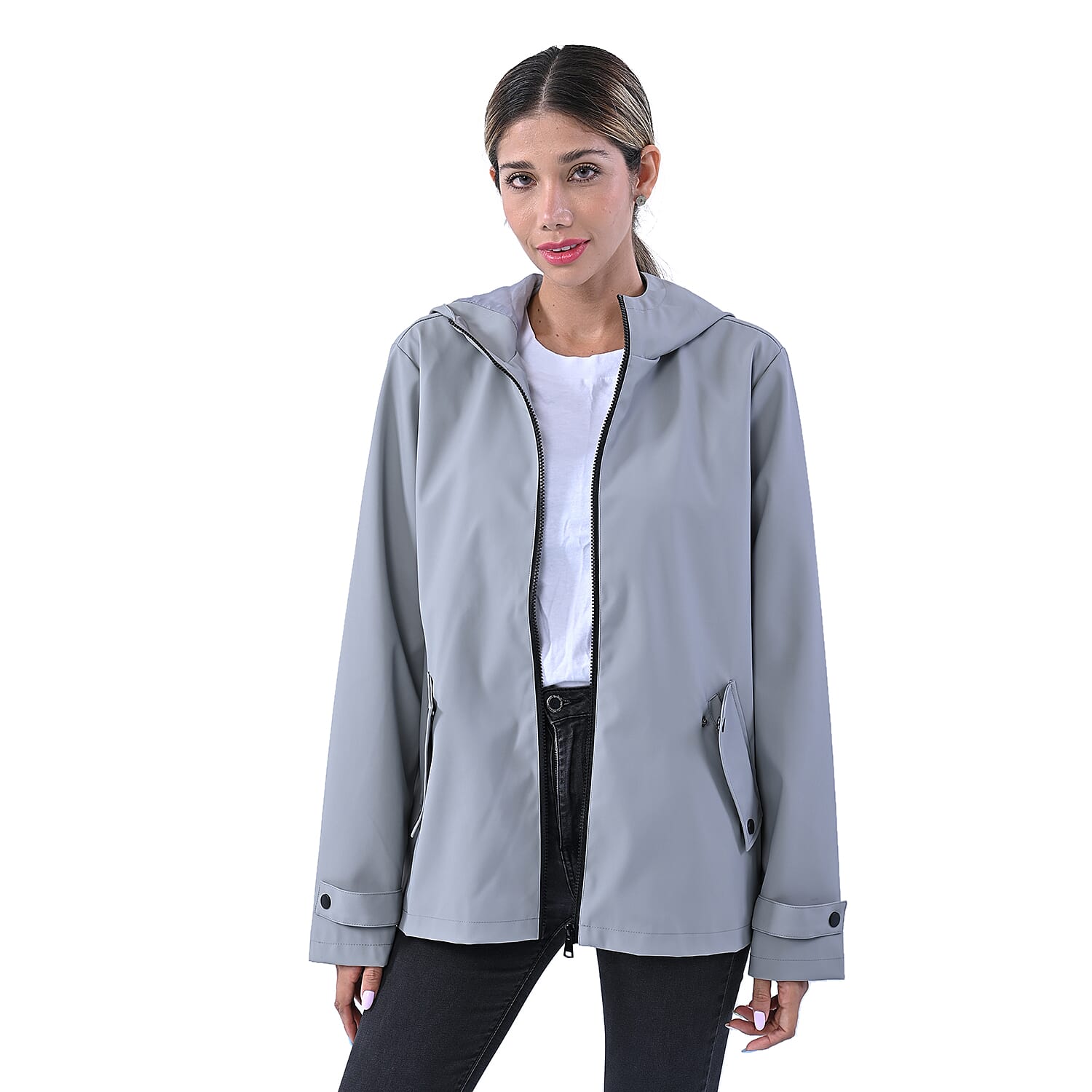 LA MAREY Water Resistant Hoodie Jacket in Grey (Size M, 12-14)