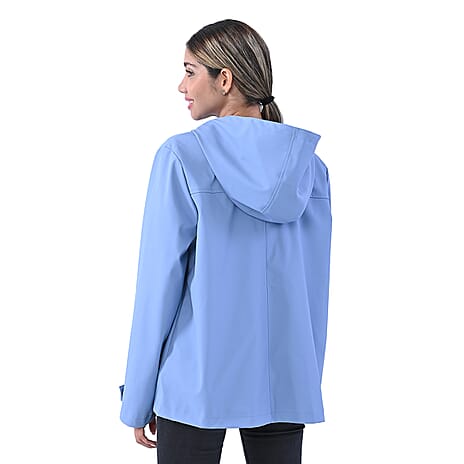 LA MAREY Water Resistant Leather Hoodie Jacket in Blue (Size M, 12-14)